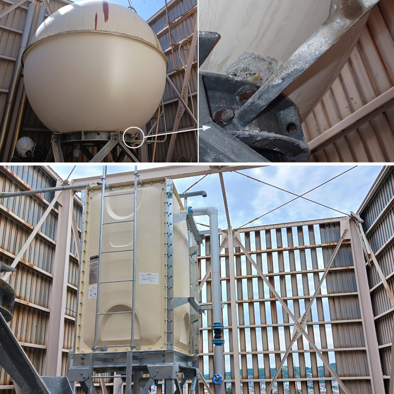 地震災害復旧 ホテル⾼架⽔槽の更新に伴う配管および電気⼯事