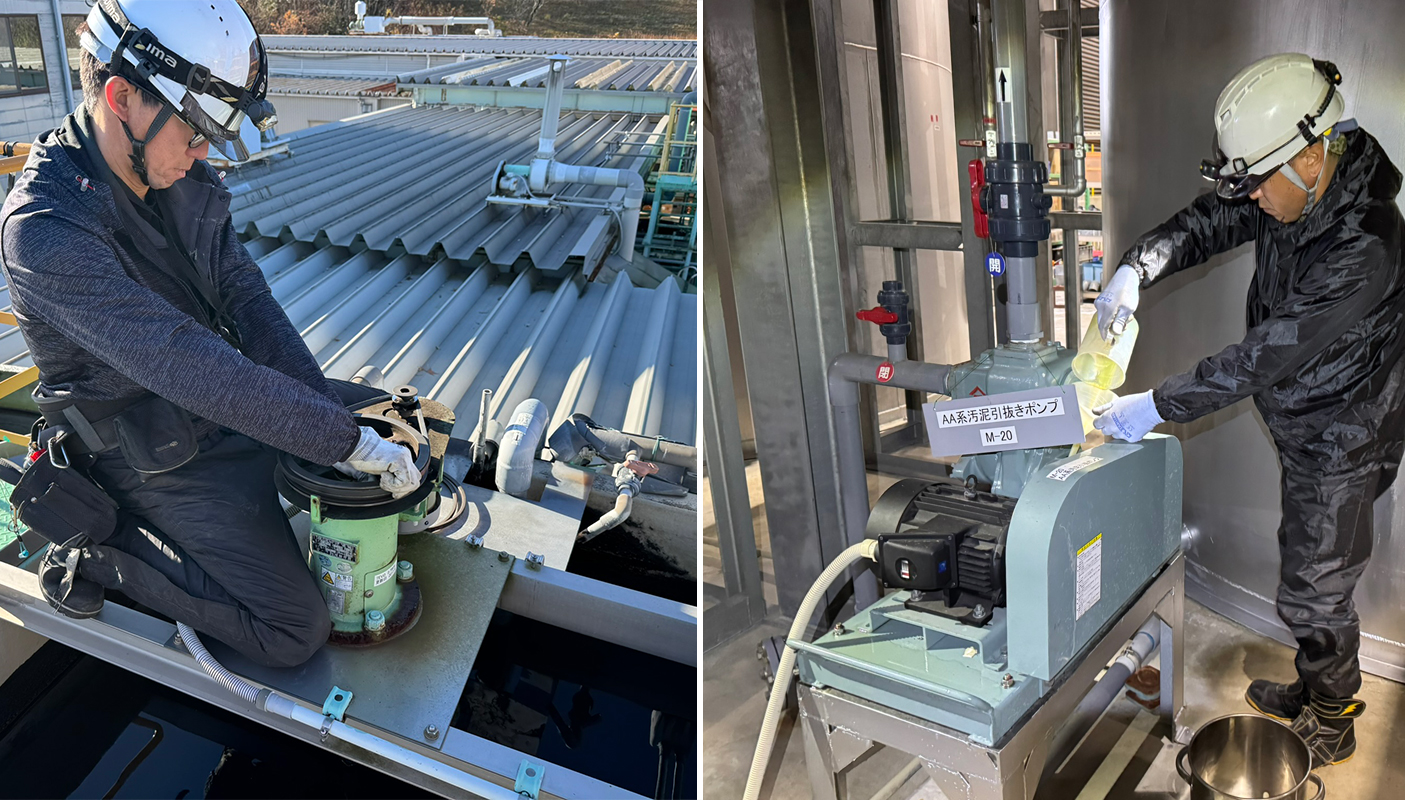 メッキ⼯場排⽔処理設備の定期メンテナンス